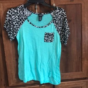 Cheetah and teal shirt